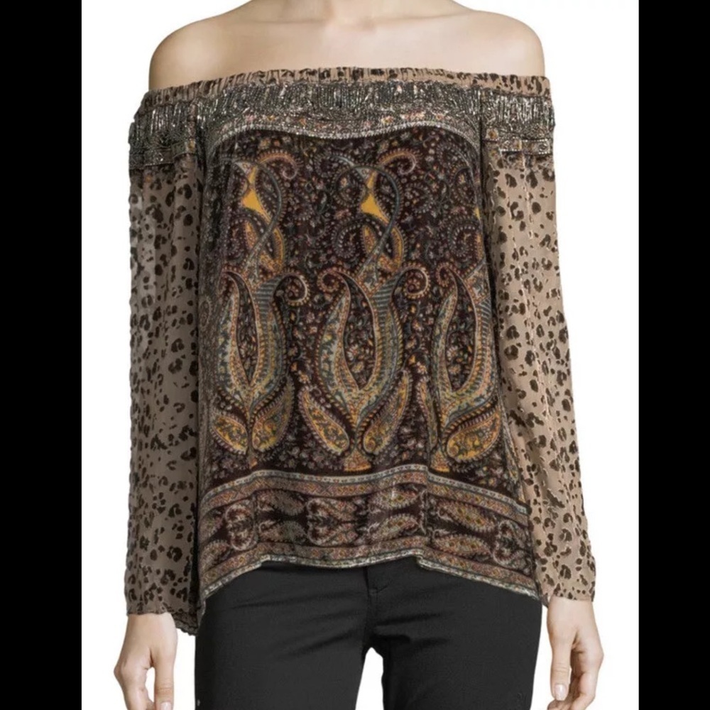Haute Hippie Velvet Sahara Off-the-Shoulder Beaded Top Size Small NEW NWT - Picture 9 of 9